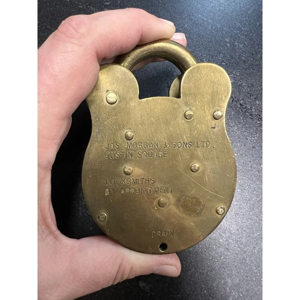 Vtg English Solid Brass Padlock – JARED Admiralty No. 8 Jas Morgan & Sons W/Keys